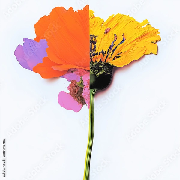 Fototapeta Abstract Floral Composition with Vibrant Split Colors