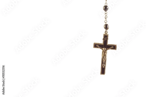 Fototapeta rosary bead displayed on white.