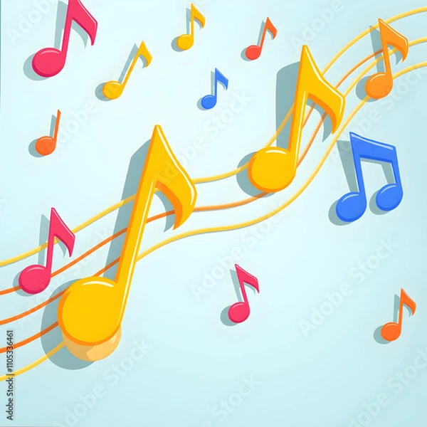 Fototapeta Cartoon style musical notes background