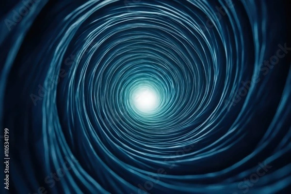 Fototapeta A mesmerizing view of a swirling tunnel leading to a bright light, evoking a sense of depth and intrigue.