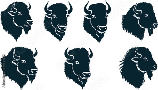 Fototapeta Black and White Bison Head Outline