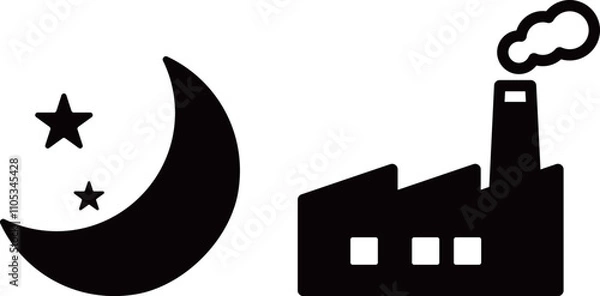 Fototapeta 工場　夜　アイコン