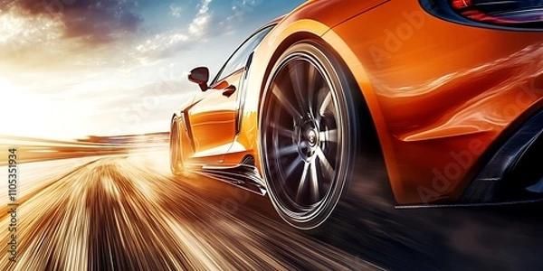 Fototapeta The elegance of modern automotive design on the highway.