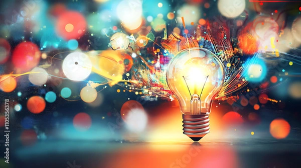 Obraz Conceptual light bulb representing innovative breakthroughs.