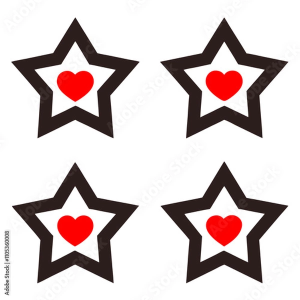 Obraz 4 set of star love logo creative icon vector illustration