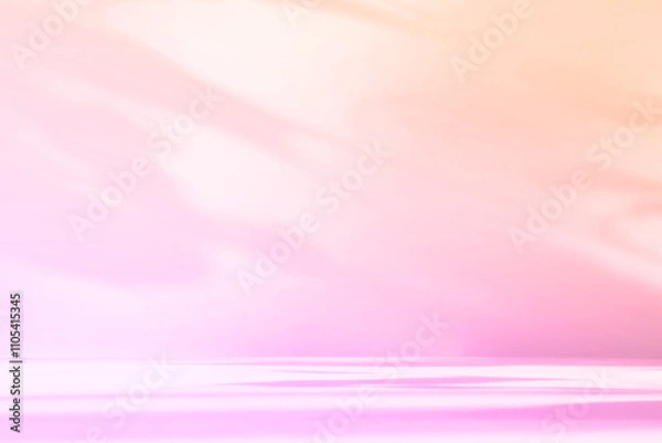 Fototapeta Abstract pink color gradient studio background for product presentation. Empty room with shadows of flowers and plant leaves. 3d orange room with copy space. Summer concept. Blurred backdrop