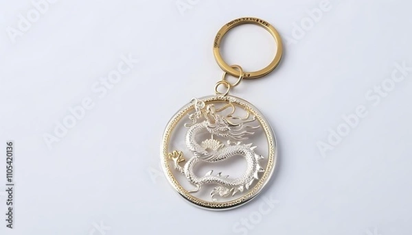 Fototapeta Uniquely Designed Dragon Keychain Exuding Eastern Charm