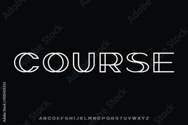 Fototapeta Unique decorative linear art style alphabet display font vector. Creative abstract typeface