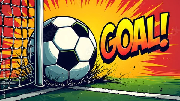 Fototapeta Goal Explosion in Comic Style