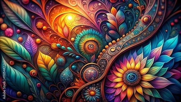 Fototapeta Abstract Watercolor and Ink Doodle Shapes Pattern in Low Light Photography for Unique Textile Designs and Creative Backgrounds