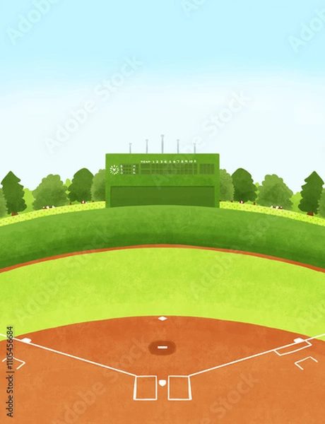 Fototapeta 爽やかに晴れた日の野球場