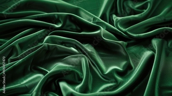 Fototapeta Soft and smooth green velvet fabric background with space for text.