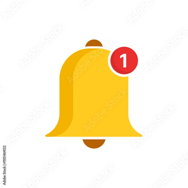 Obraz Notification bell icon, notification, isolated on white, vector