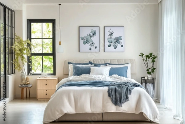 Obraz Scandinavian style interior design of modern bedroom