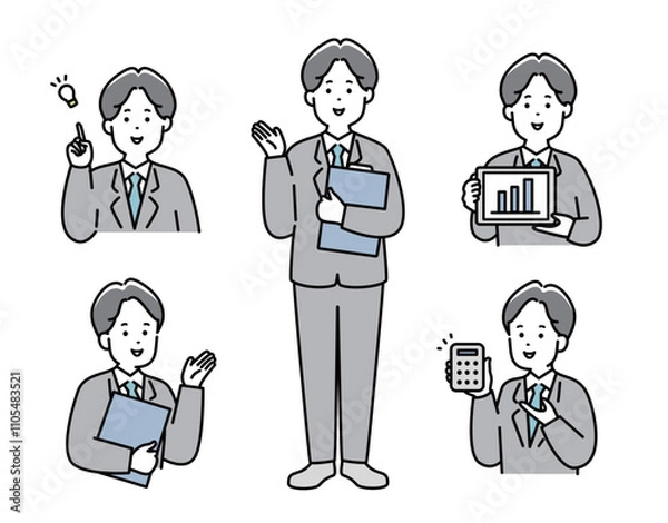 Obraz スーツを着た男性のベクターイラストセット素材