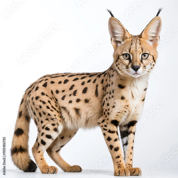 Fototapeta serval on white background