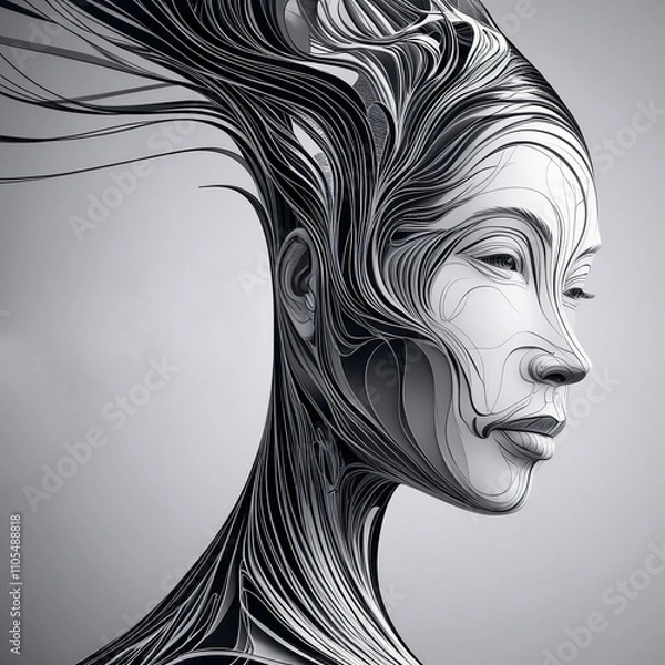 Fototapeta An empathetic empathy mapping design technique, detailed in shades of stark black and white, emerges as a profound work of art that resonates deeply. Monochromatic visual representation poster. 