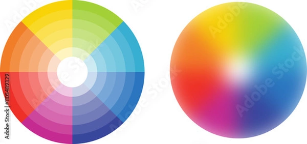 Fototapeta Color wheel vector illustration in mesh and shape