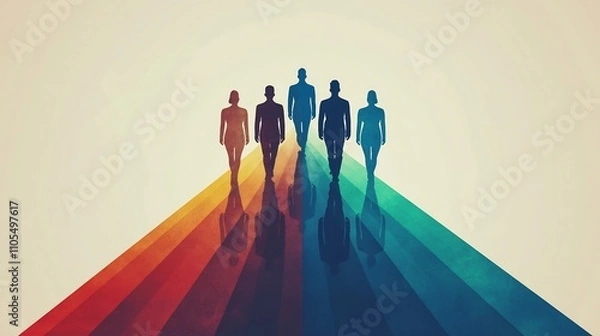 Fototapeta Minimalist Silhouette Figures Symbolize Elegant Leadership Concept