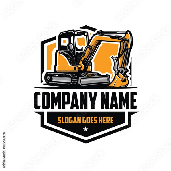 Obraz Premium mini excavator logo emblem vector isolated