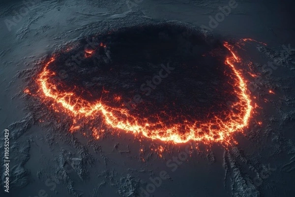 Fototapeta Aerial View Of A Volcanic Eruption With Lava Flowing