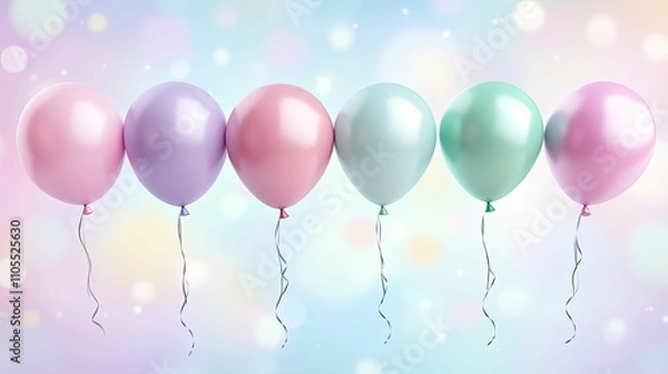 Obraz Pastel Balloons Float Against A Soft Background
