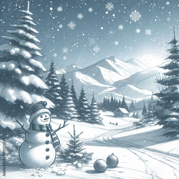 Fototapeta snowman in the forest