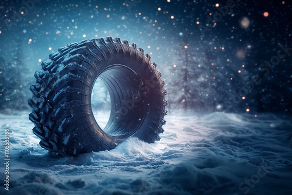 Obraz Auto auf winterlicher verschneiter Straße
