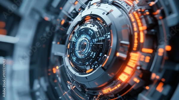 Fototapeta Futuristic technology with glowing elements in a circular design