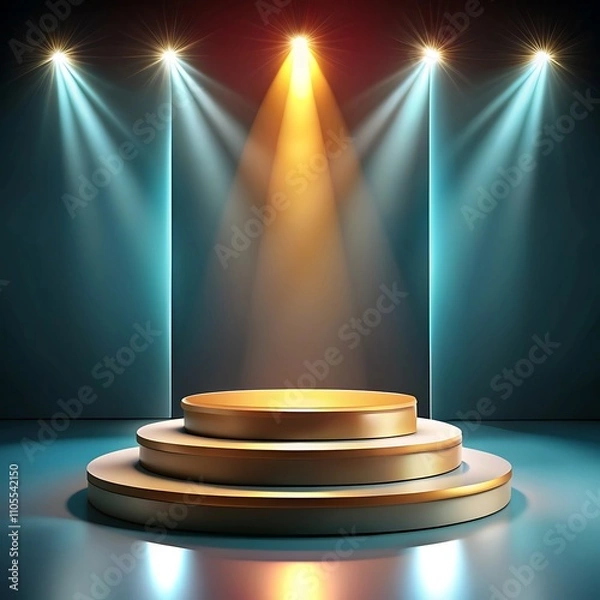 Fototapeta 3d podium background neon light design