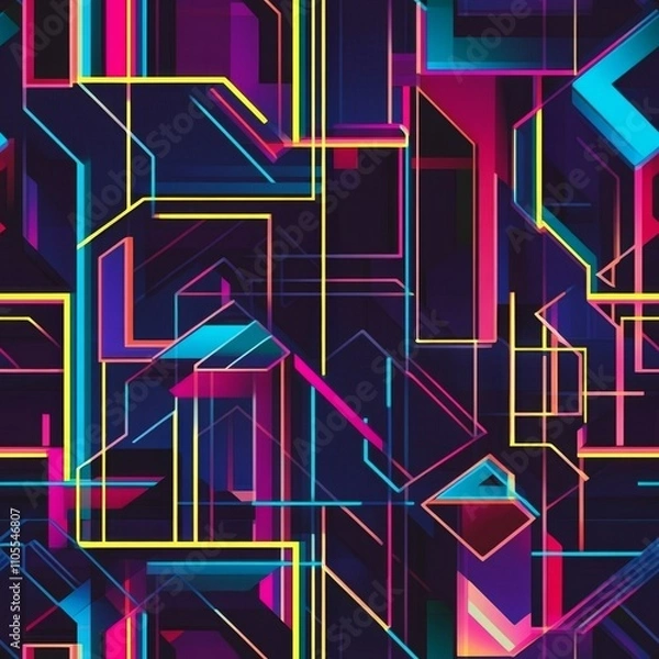 Fototapeta Abstract Geometric Neon Pattern Design