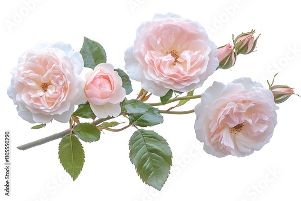 Fototapeta bunch of pink roses with leaves isolated transparent background PNG
