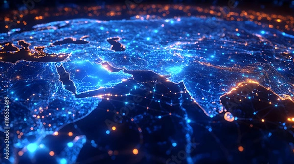 Fototapeta Global Network: Illuminating Connections Worldwide