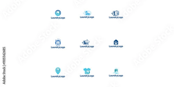 Obraz Set of Laundry logo design. Washing machine icon for laundry service business logo template.
