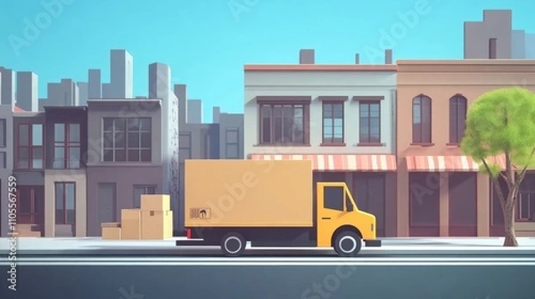 Fototapeta Stock distribution flat design front view delivery theme animation vivid 