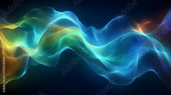 Fototapeta Abstract Colorful Waves Flow Seamlessly, Vibrant Energy, Glowing Particles Dance