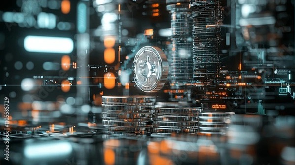 Obraz Ai-generated insights on cryptocurrency trading digital finance virtual environment futuristic viewpoint blockchain concept