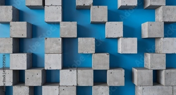 Fototapeta Concrete Block on Blue background design