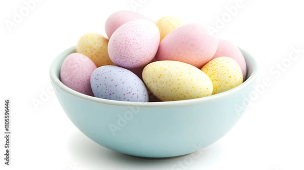 Fototapeta Eastern eggs in a bowl isolated on white