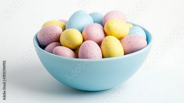 Fototapeta Eastern eggs in a bowl isolated on white