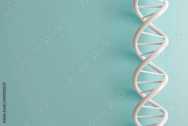 Fototapeta White DNA Helix Model Against Soft Turquoise Background