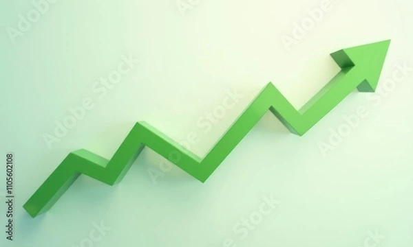 Fototapeta Green arrow pointing upwards. Arrow has the shape of triangle