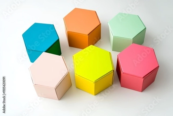 Fototapeta Octagonal solid color boxes isolated on a white background