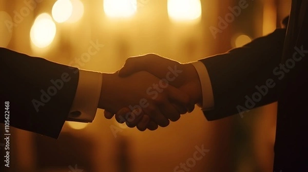 Fototapeta Business handshake in a formal setting professional AI generated illustration