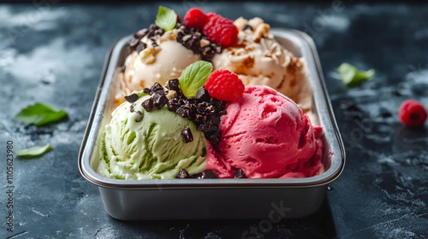 Fototapeta Indulge in a Nostalgic Italian Ice Cream Delight Inspired by the 1950s - A Minimalist Design Experience