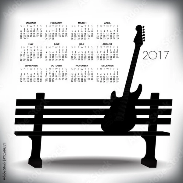 Obraz 2017 Creative guitar calendar for print or web