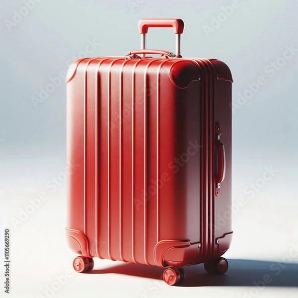 Obraz red suitcase isolated on white background