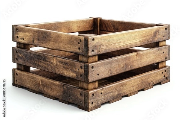 Fototapeta Rustic wooden crate, perfect for organizing, storage, or rustic decor projects.