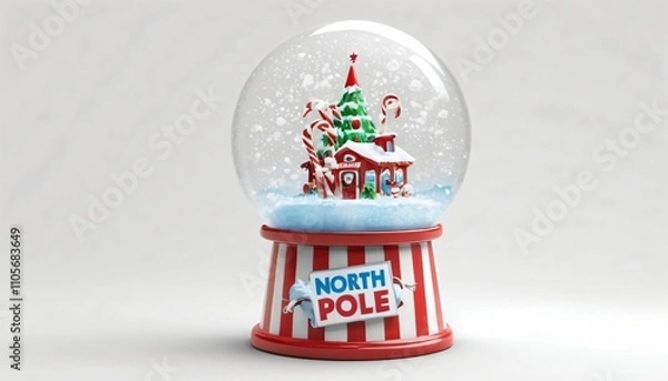 Obraz North Pole Snow Globe A Festive Christmas