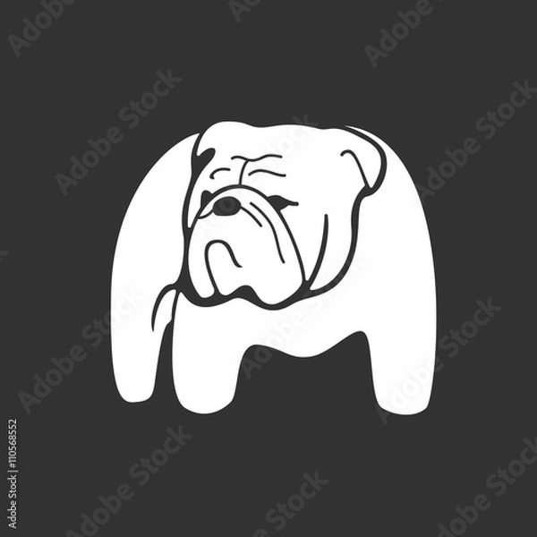 Obraz Bulldog monochrome silhouette.